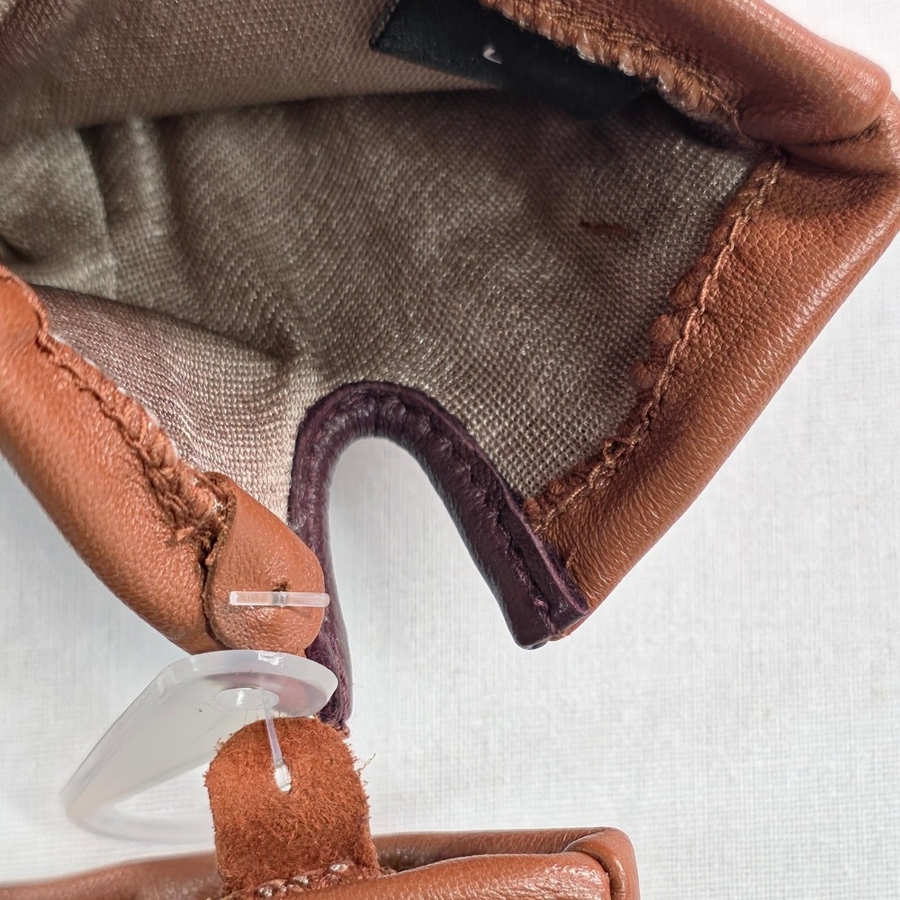 Cole Haan Women Glove Large British Tan Leather Stud Touchscreen 100521 NWT - Picture 5 of 9